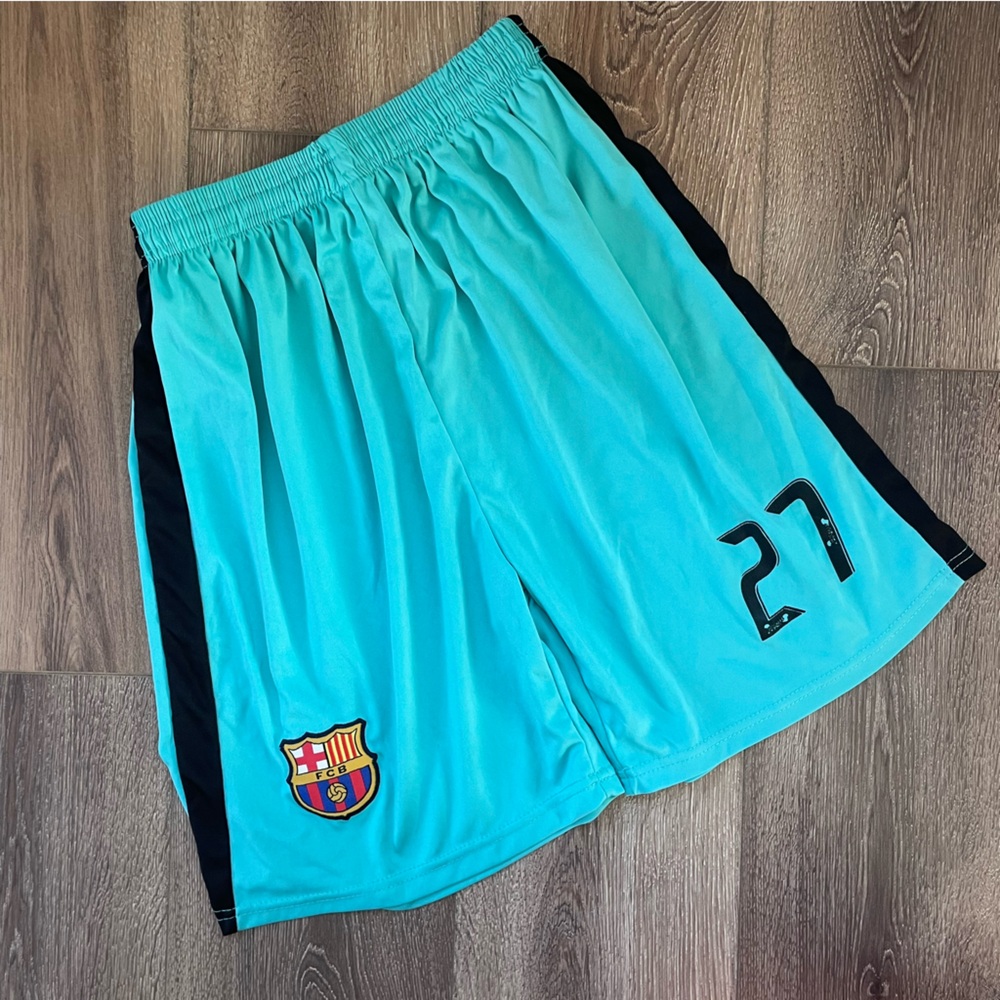 FC Barcelona Teal Men's Soccer Shorts with drawstring Large